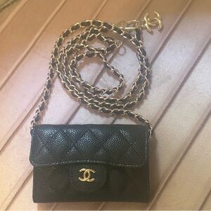 Chanel Black and Gold Quilted Crossbody Bag